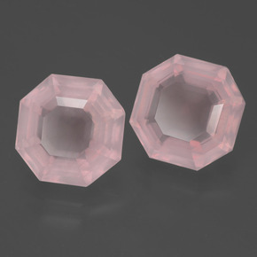 Gemas de cuarzo rosa rosa natural de 11,30 ct, corte esmeralda, transparente
