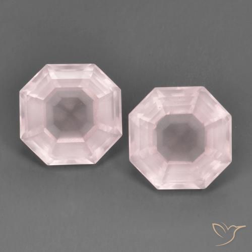 13.64ctw Natural Rosado claro Cuarzo rosa, corte esmeralda, Transparente