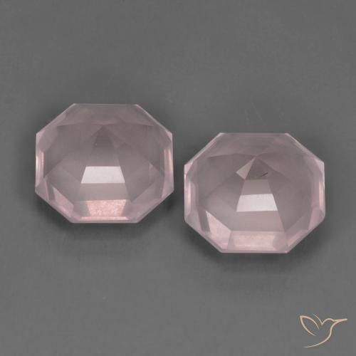 Gemas de Cuarzo rosa Rosado claro natural de 13.64 ct, Corte Octágono / Esmeralda, Transparente