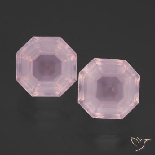 Gemas de cuarzo rosa rosa natural de 8,91 ct, corte esmeralda, transparente