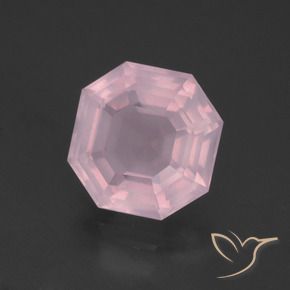 Cuarzo rosa Rosa rosado natural de 4.12 ct, Corte Octágono / Esmeralda, Transparente