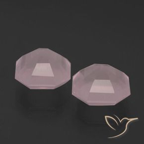 Gemas de Cuarzo rosa Rosado claro natural de 9.80 ct, Corte Octágono / Esmeralda, Transparente