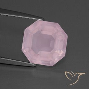 Cuarzo rosa Rosado Bubblegum natural de 4.03 ct, Corte Octágono / Esmeralda, Transparente