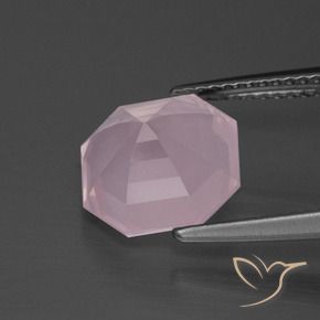 Cuarzo rosa Rosado Bubblegum natural de 4.03 ct, Corte Octágono / Esmeralda, Transparente