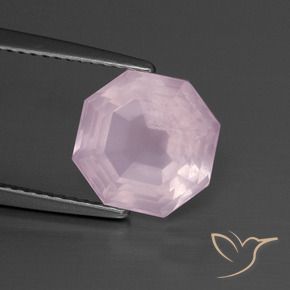 Cuarzo rosa Rosado claro natural de 3.71 ct, Corte Octágono / Esmeralda, Transparente
