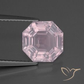 Cuarzo rosa Rosado claro natural de 3.76 ct, Corte Octágono / Esmeralda, Transparente