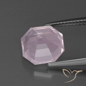 Cuarzo rosa Rosado claro natural de 3.76 ct, Corte Octágono / Esmeralda, Transparente