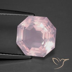 Cuarzo rosa Rosado claro natural de 4.84 ct, Corte Octágono / Esmeralda, Transparente