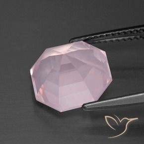 Cuarzo rosa Rosado claro natural de 4.84 ct, Corte Octágono / Esmeralda, Transparente