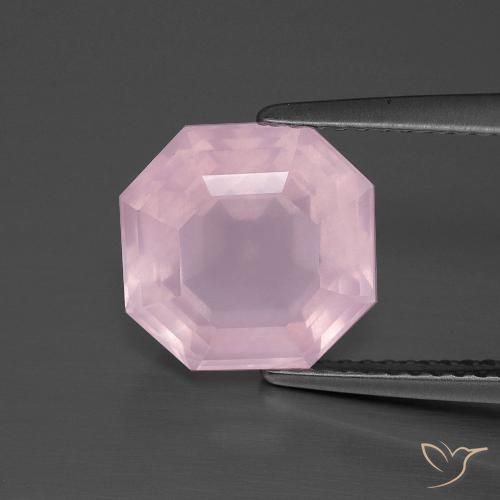 3.89ct Natural Rosado claro Cuarzo rosa, corte esmeralda, Transparente