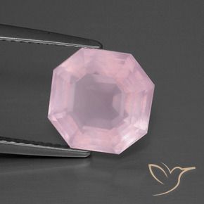 Cuarzo rosa Rosado claro natural de 3.89 ct, Corte Octágono / Esmeralda, Transparente