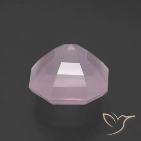 Cuarzo Rosa Rosado claro natural de 9.72 ct, corte esmeralda, Transparente