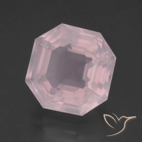 Cuarzo rosa Rosado claro natural de 10.27 ct, Corte Octágono / Esmeralda, Transparente