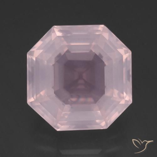 Cuarzo rosa rosa natural de 13,25 ct, corte esmeralda, transparente