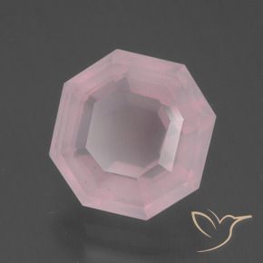 Cuarzo rosa Rosado claro natural de 4.32 ct, Corte Octágono / Esmeralda, Transparente