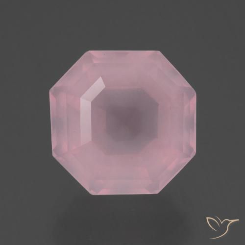 Cuarzo rosa rosa natural de 4,37 ct, corte esmeralda, transparente