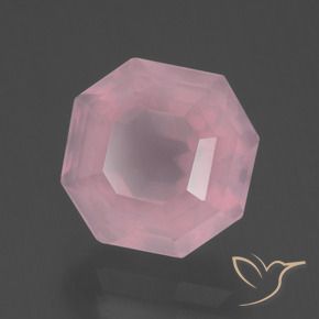 Cuarzo rosa rosa natural de 4,37 ct, corte esmeralda, transparente