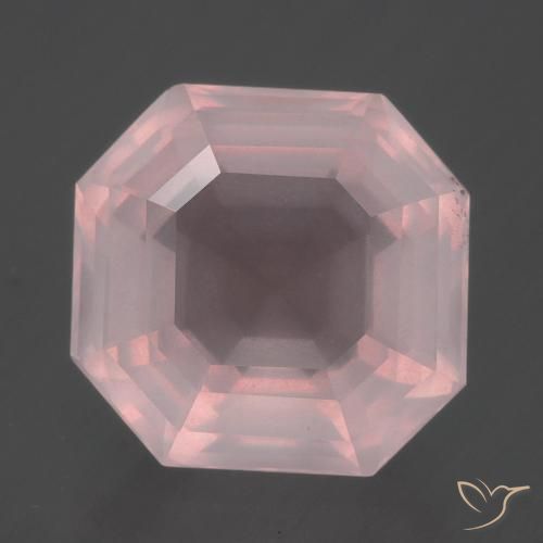 8.64ct Natural Rosado claro Cuarzo rosa, corte esmeralda, Transparente