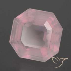 Cuarzo rosa Rosado medio natural de 8.70 ct, Corte Octágono / Esmeralda, Transparente