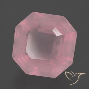 Cuarzo Rosa Rosado medio natural de 10.69 ct, corte esmeralda, Transparente