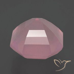Cuarzo Rosa Rosado medio natural de 10.69 ct, corte esmeralda, Transparente