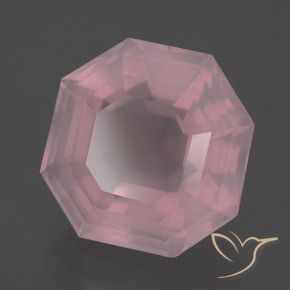 Cuarzo rosa Rosado rosa medio natural de 11.18 ct, Corte Octágono / Esmeralda, Transparente