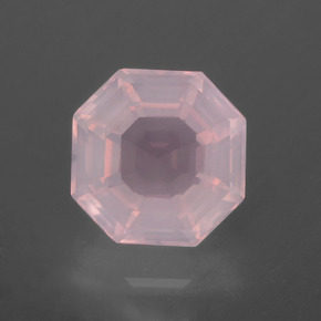 Cuarzo rosa rosa natural de 3,47 ct, corte esmeralda, transparente