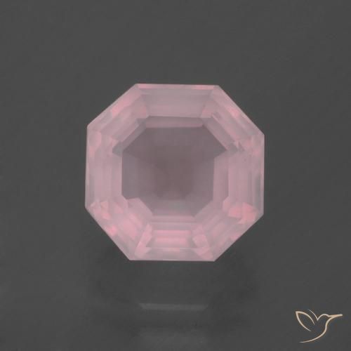 Cuarzo rosa rosa natural de 3,56 ct, corte esmeralda, transparente