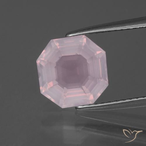 Cuarzo Rosa Rosa rosado natural de 3.12 ct, corte esmeralda, Transparente