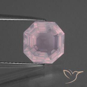 Cuarzo Rosa Rosa rosado natural de 3.12 ct, corte esmeralda, Transparente