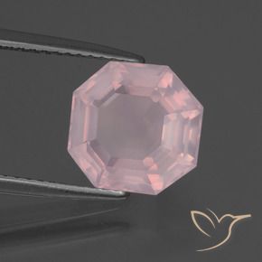 Cuarzo rosa Rosado rosa medio natural de 3.55 ct, Corte Octágono / Esmeralda, Transparente