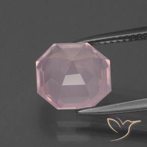 Cuarzo rosa Rosado rosa medio natural de 3.55 ct, Corte Octágono / Esmeralda, Transparente