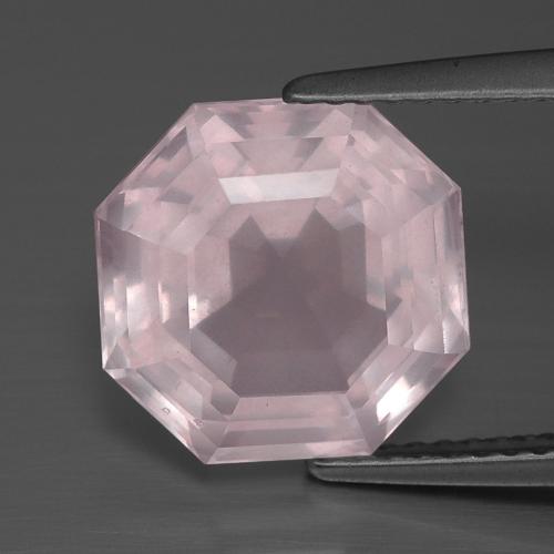 Cuarzo rosa rosa natural de 5,44 ct, corte esmeralda, transparente