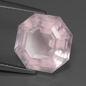 Cuarzo rosa rosa natural de 5,44 ct, corte esmeralda, transparente
