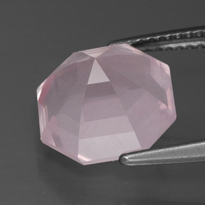 Cuarzo rosa rosa natural de 5,44 ct, corte esmeralda, transparente