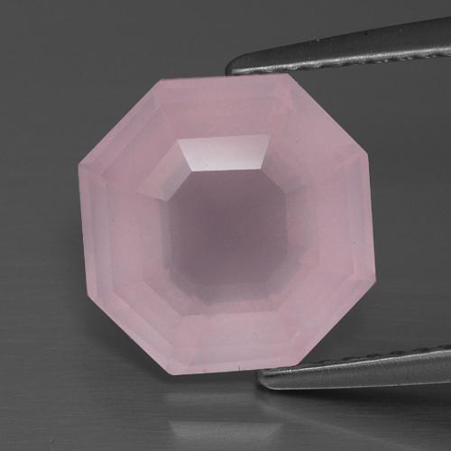 Cuarzo rosa rosa natural de 4,08 ct, corte esmeralda, transparente
