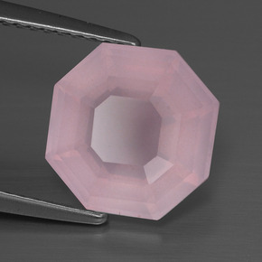 Cuarzo rosa rosa natural de 4,08 ct, corte esmeralda, transparente