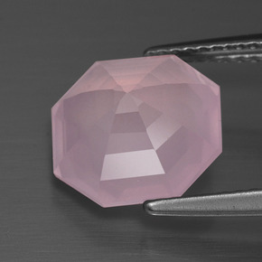 Cuarzo rosa rosa natural de 4,08 ct, corte esmeralda, transparente