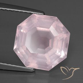 Cuarzo rosa Rosado claro natural de 5.01 ct, Corte Octágono / Esmeralda, Transparente