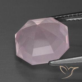 Cuarzo rosa Rosado claro natural de 5.01 ct, Corte Octágono / Esmeralda, Transparente