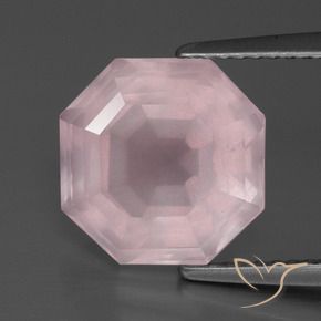 Cuarzo rosa Rosado claro natural de 5.01 ct, Corte Octágono / Esmeralda, Transparente