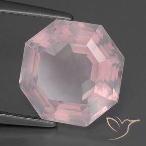 Cuarzo rosa Rosado muy claro natural de 5.35 ct, Corte Octágono / Esmeralda, Transparente