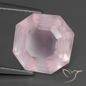 Cuarzo rosa Rosado claro natural de 5.56 ct, Corte Octágono / Esmeralda, Transparente