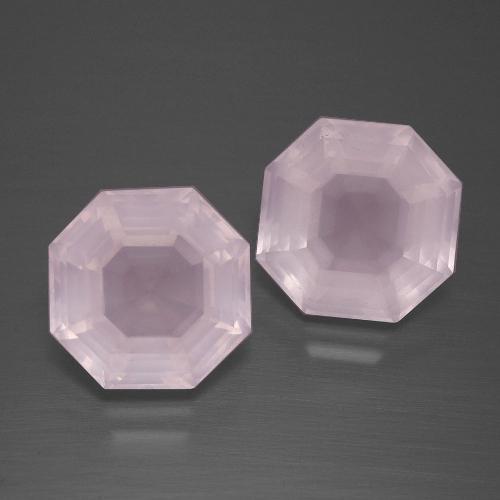 Gemas de cuarzo rosa rosa natural de 9,74 ct, corte esmeralda, transparente
