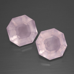 Gemas de cuarzo rosa rosa natural de 9,74 ct, corte esmeralda, transparente