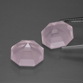Gemas de cuarzo rosa rosa natural de 9,74 ct, corte esmeralda, transparente