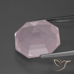 Cuarzo rosa Rosado claro natural de 9.74 ct, Corte Octágono / Esmeralda, Transparente
