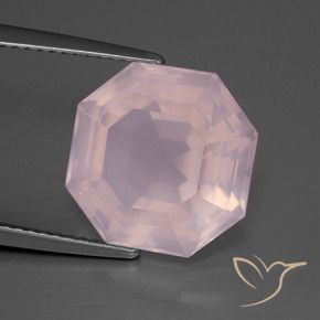 Cuarzo rosa Rosado Bubblegum natural de 8.35 ct, Corte Octágono / Esmeralda, Transparente