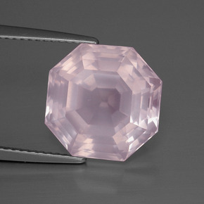 Cuarzo rosa rosa natural de 8,90 ct, corte esmeralda, transparente