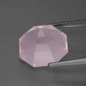 Cuarzo rosa rosa natural de 8,90 ct, corte esmeralda, transparente